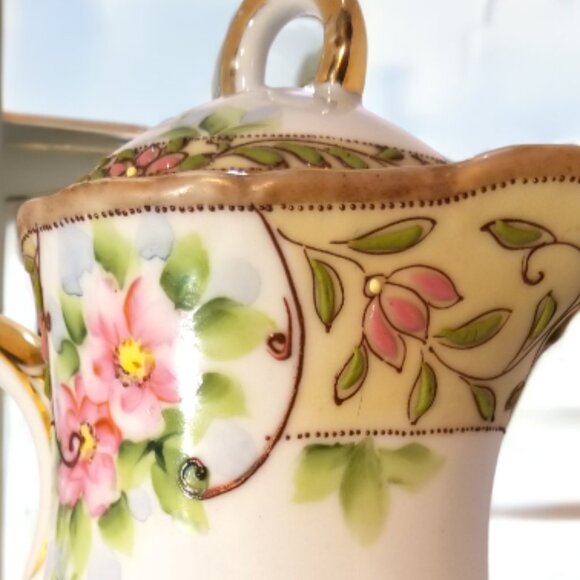 Antique NIPPON Hot Chocolate/Tea /Coffee POT Hand-Painted Japan Circa 1899-1921 - Picture 11 of 16